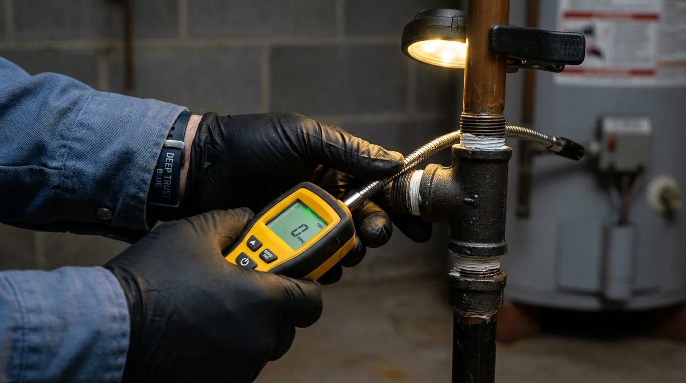 Gas leak detection with electronic sniffer by Johns Plumbing LLC in Nacogdoches