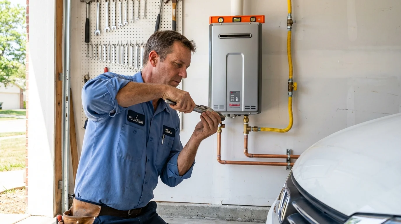 Tankless water heater installation by a Johns Plumbing LLC plumber in Nacogdoches